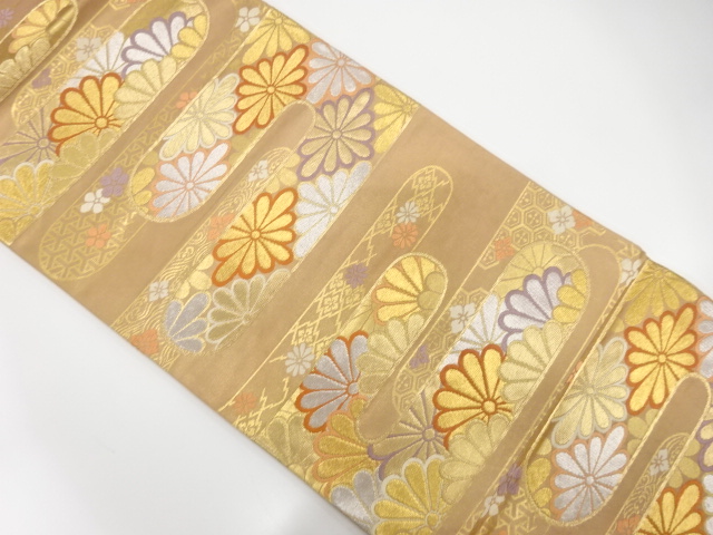 アンティーク　ヱ霞に花模様織出し袋帯（材料）